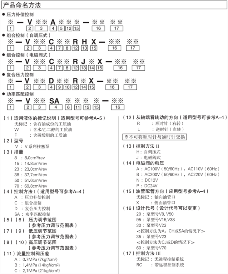 V23系列大金柱塞泵型號說明