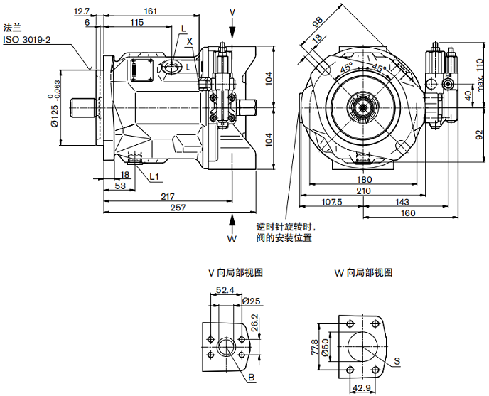 A10VSO71DFR,A10VSO71DFR1力士樂(lè)柱塞泵安裝尺寸: